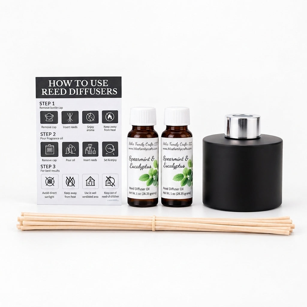 Matte Black Glass Reed Diffuser with Silver Collar