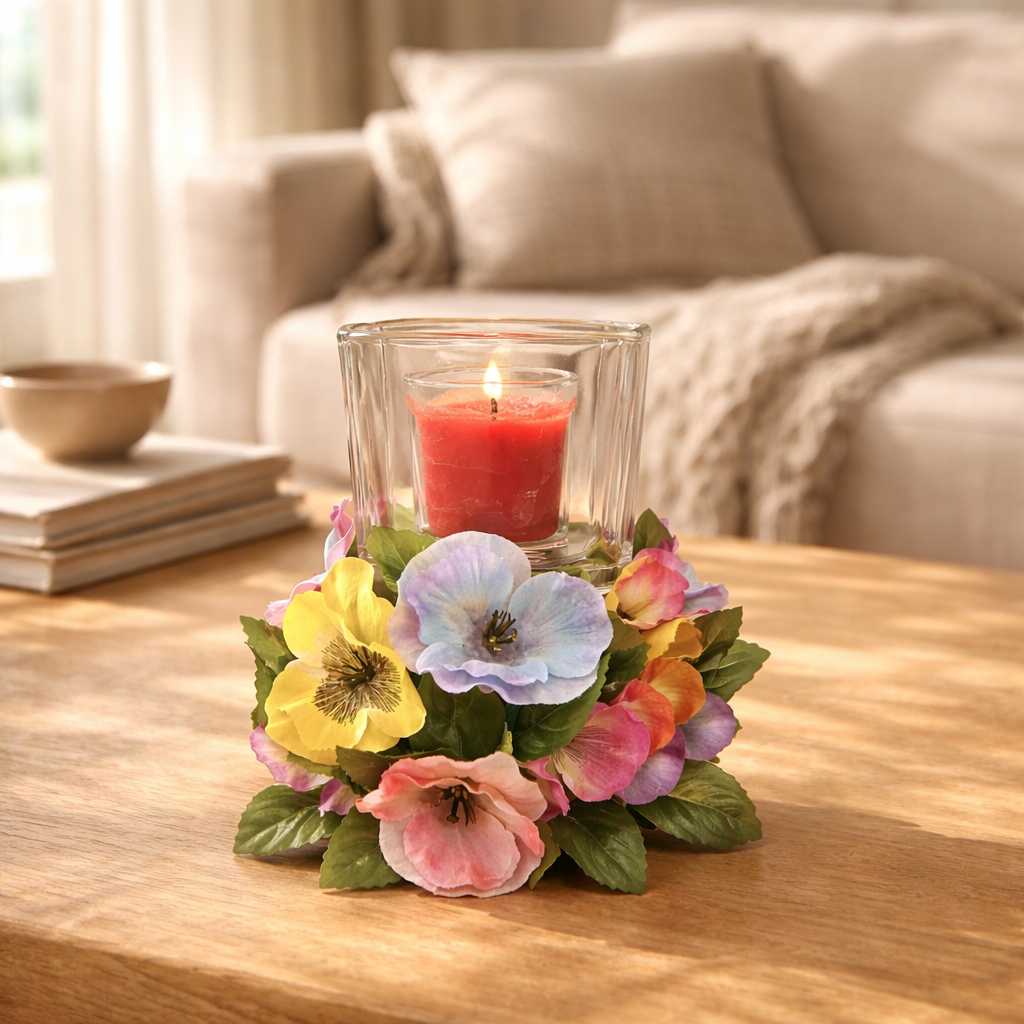 Pansies Candle Holder
