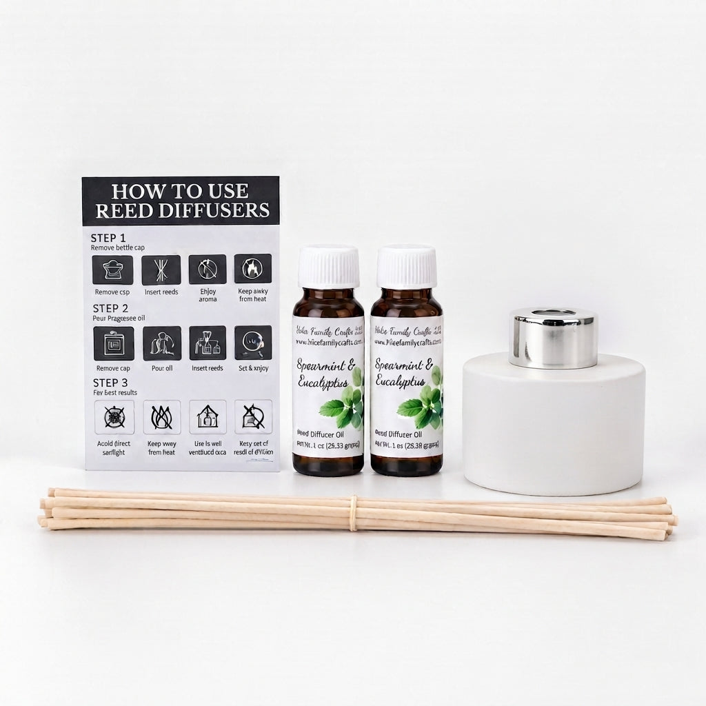 Matte White Glass Reed Diffuser with Silver Collar