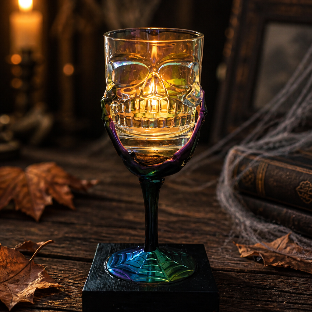 Halloween Skull Goblet Candle Holder