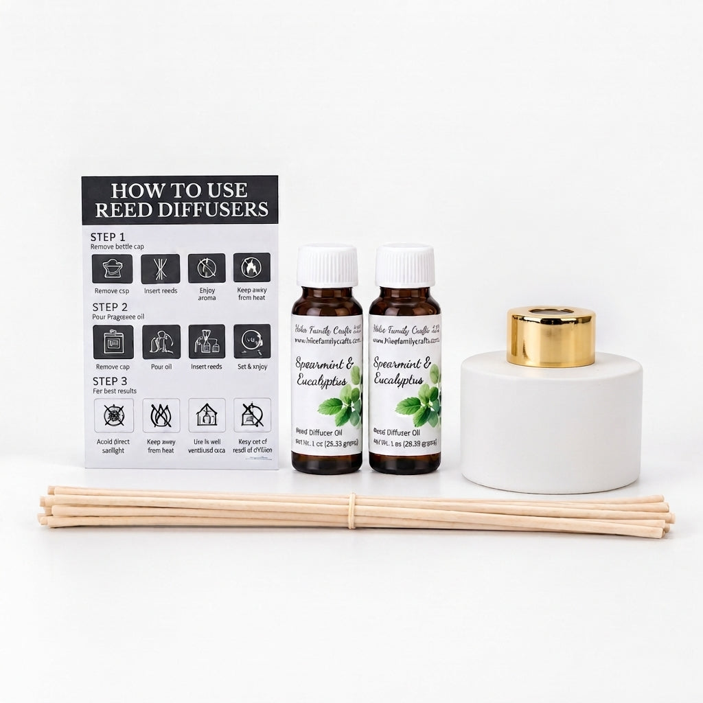 Matte White Glass Reed Diffuser with Gold Collar