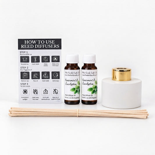 Matte White Glass Reed Diffuser with Gold Collar