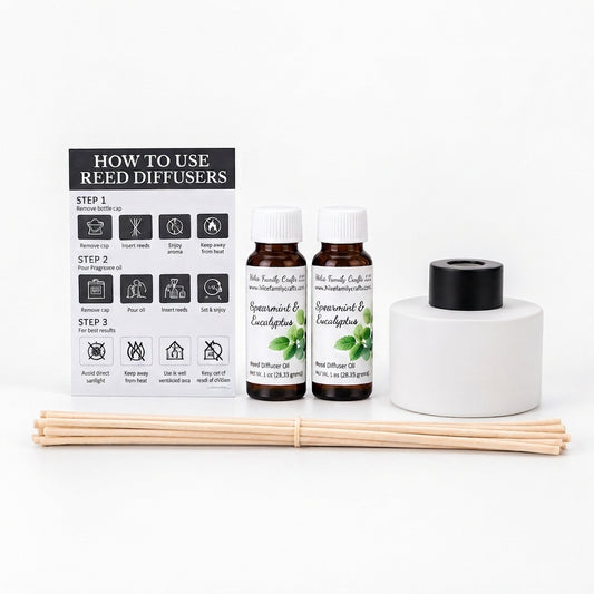 Matte White Glass Reed Diffuser with Black  Collar