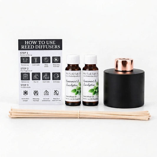 Matte Black Glass Reed Diffuser with Rose Gold Collar
