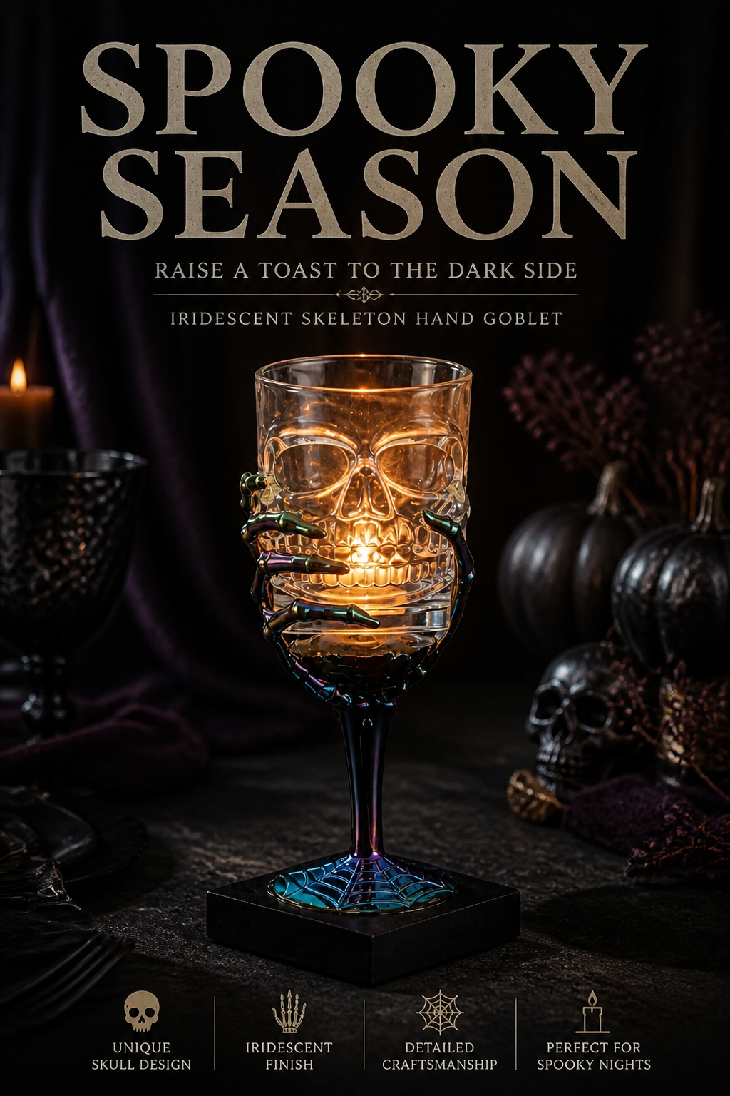 Halloween Skull Goblet Candle Holder