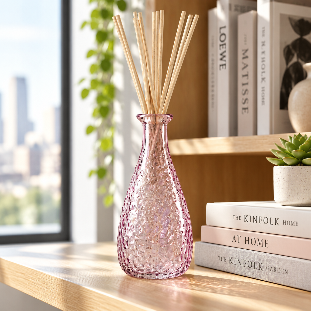 Blush Pink Teardrop Bottle Reed Diffuser Set